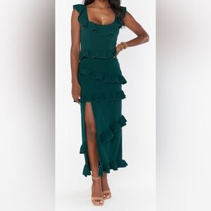 Show Me Your MuMu Greta Emerald Green Ruffle Maxi Dress